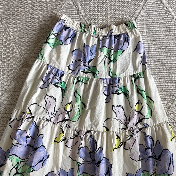 a new day White Tiered Midi Skirt with Lavender & Green Floral Print - Picture 4 of 4